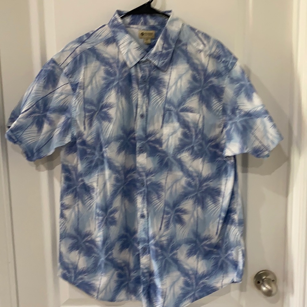 XXL Short Sleeve Haggar Palm Tree Print Casual